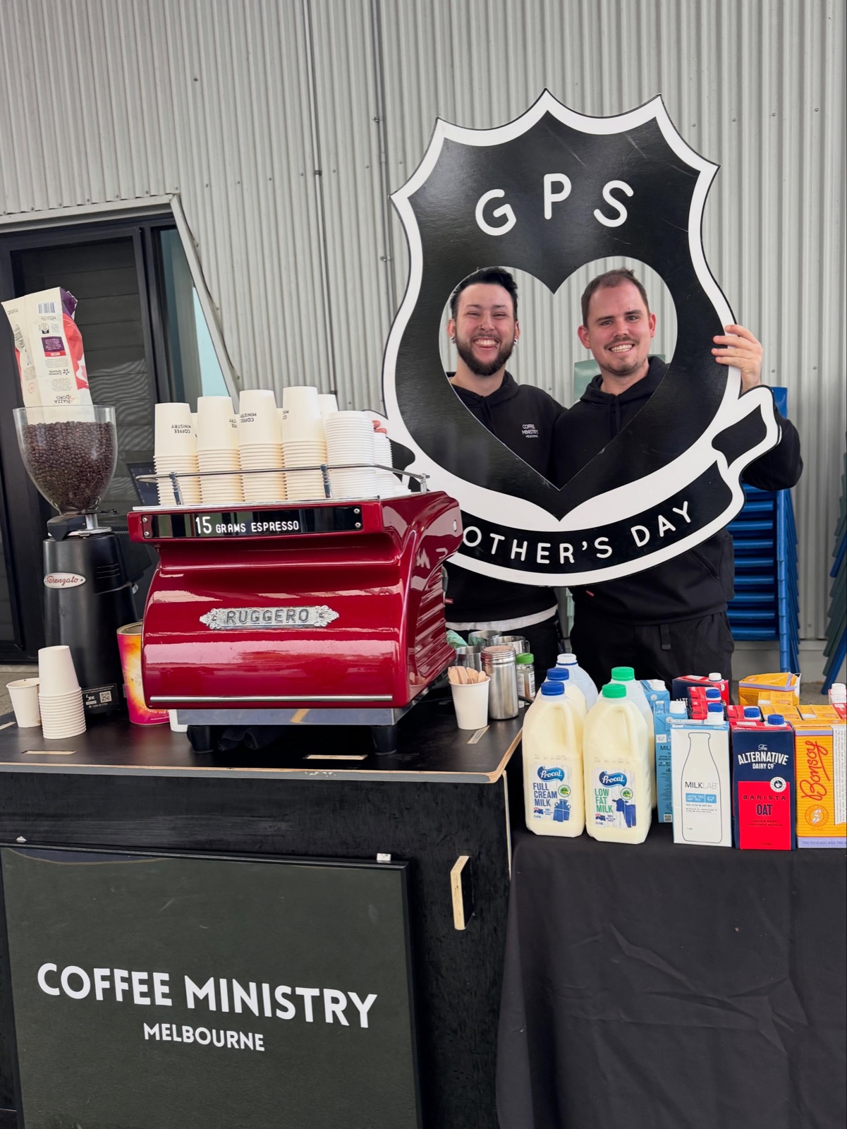 Coffee Ministry team at their mobile espresso cart